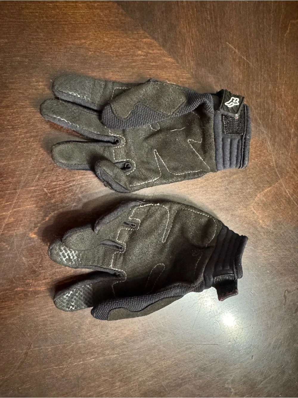Fox Black Protective Riding Gloves with Silver Accents